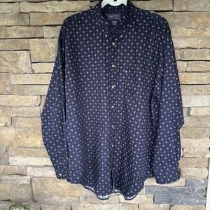 Duck Head Mens Shirt Large Long Sleeve Geometric Print Casual Button Down Logo